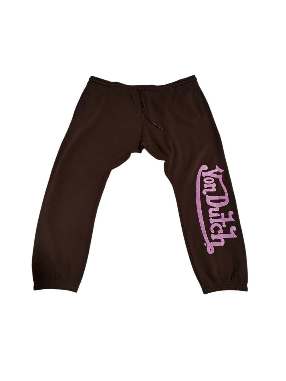 Von Dutch Brown Joggers Sweatpants with Pink Logo Size 2XL